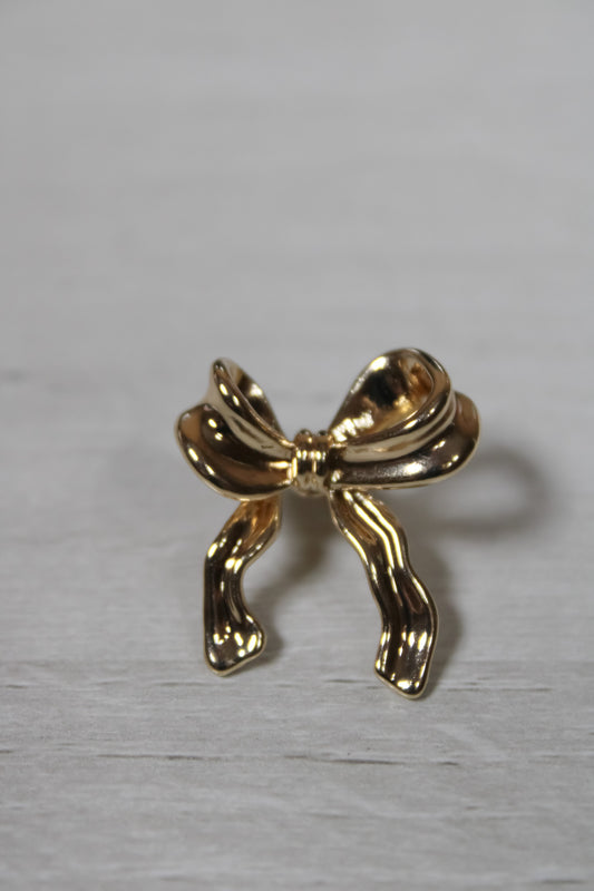 Gold Elegant Ribbon Bow Shape Stud Earrings